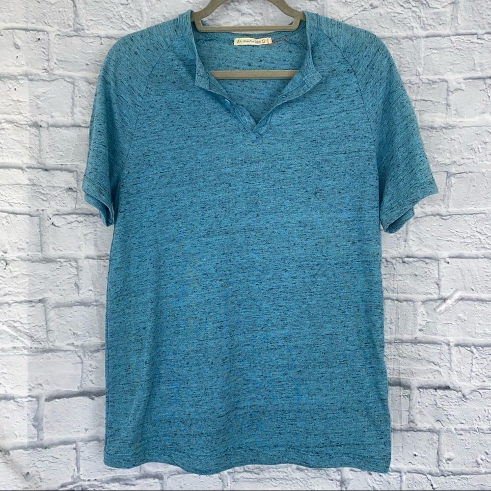 Alternative essential short sleeve w/quarter button up men size small